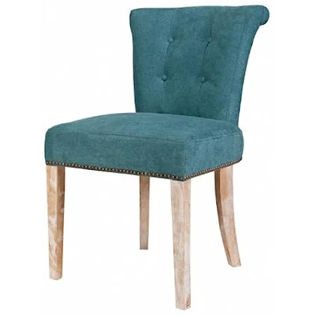 Upholstered Dining Side Chair with Rolled and Tufted Back